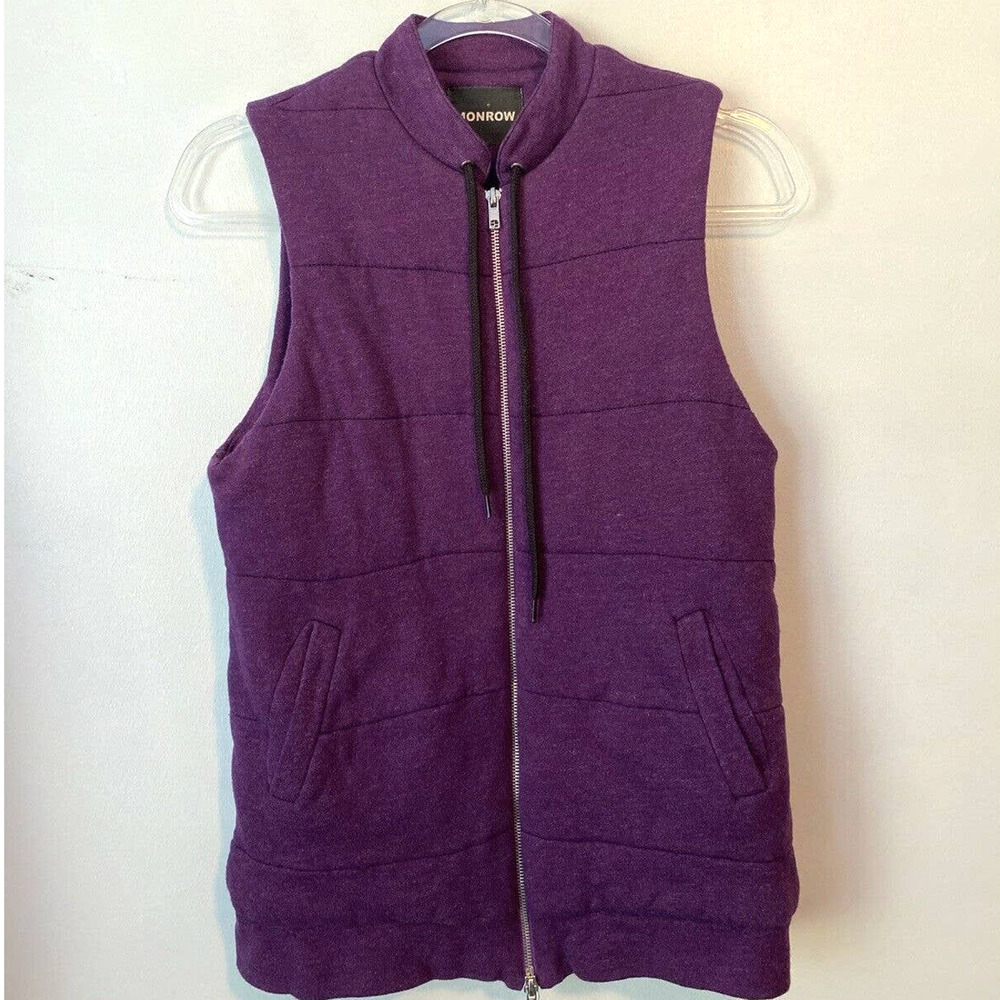 Monrow Womens Purple Zip Front Puffer Vest M/L